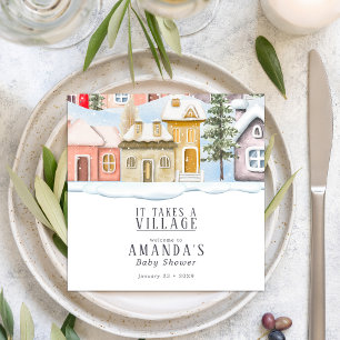 Winter Christmas It takes a Village Baby Shower Napkin