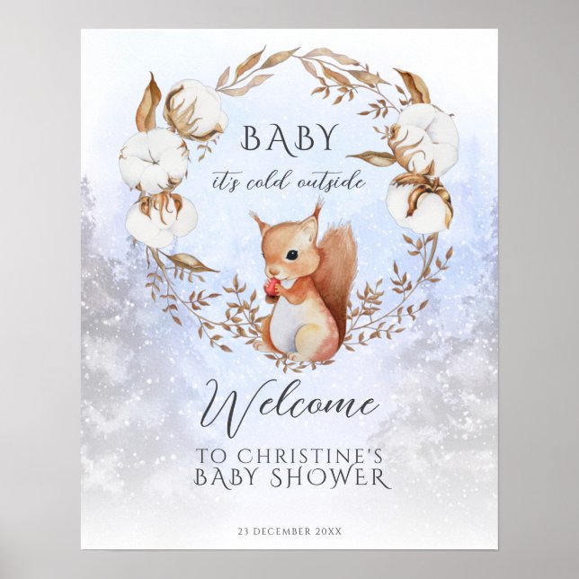 Winter Christmas It's Cold Outside Baby Shower Pos Poster (Front)