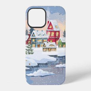 Winter Christmas landscape with snow-covered house iPhone 12 Case