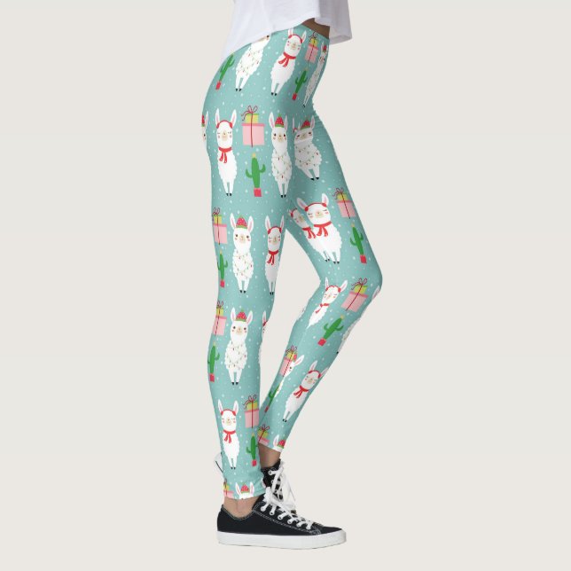 Winter Christmas Llamas | Holidays Leggings (Right)