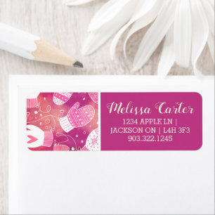 Winter Christmas Mittens Pattern in Pink