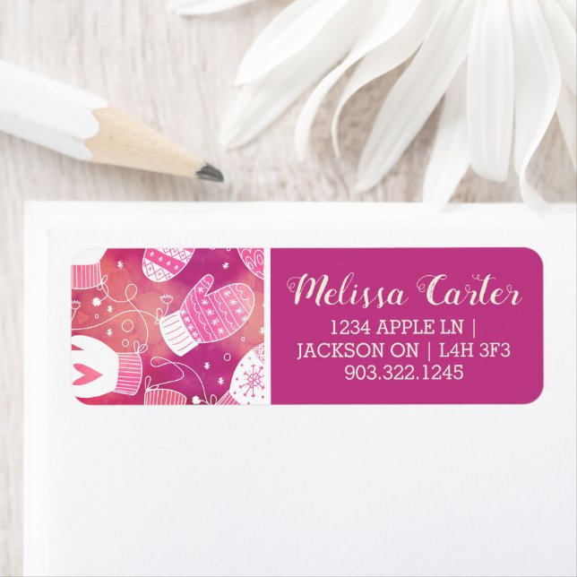 Winter Christmas Mittens Pattern in Pink (Insitu)