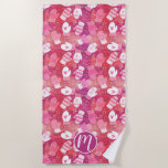 Winter Christmas Mittens Pattern in Pink Beach Towel<br><div class="desc">This novelty pattern design features hand drawn mittens with unique doodled designs on each mitten, perfect for the chilly winter season. Each adorable mitten has snowflakes, hearts, festive stripes, strings and pom poms or petal prints, and are surrounded by snowflake dots. Coloured in a bright and lively colour palette of...</div>