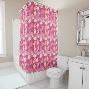 Winter Christmas Mittens Pattern in Pink Shower Curtain