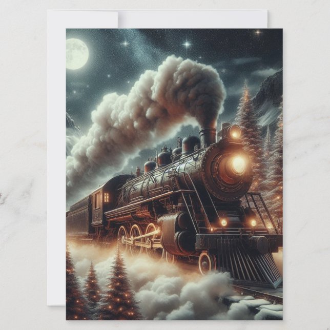 Winter/Christmas night train Holiday Card (Front)