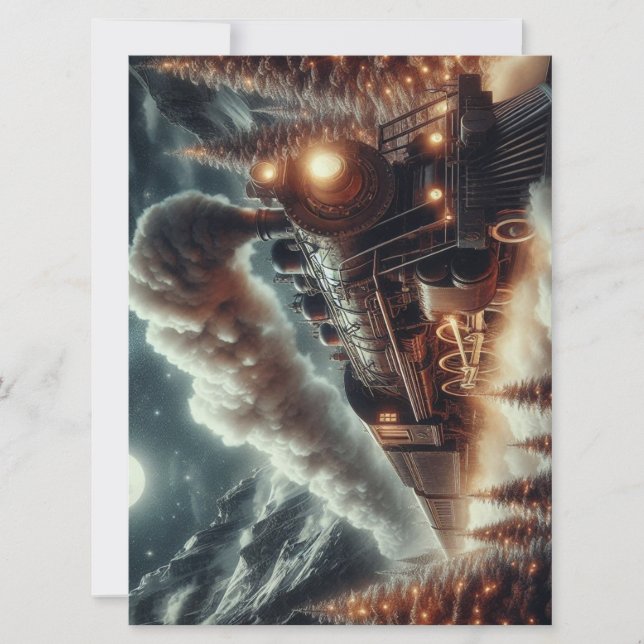 Winter/Christmas night train Holiday Card (Front)