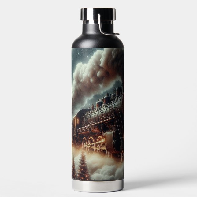 Winter/Christmas night train Water Bottle (Left)