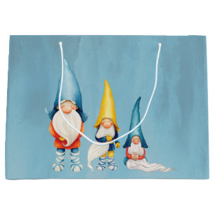 Winter Christmas Nordic Gnomes Hygge Large Gift Bag
