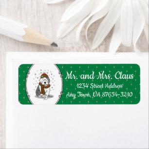 Winter Christmas Old English Sheepdog Grey 1 Cute