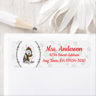 Winter Christmas Old English Sheepdog Grey 1 Cute