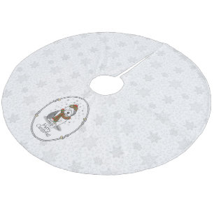 Winter Christmas Old English Sheepdog Grey 1 Cute Fleece Tree Skirt