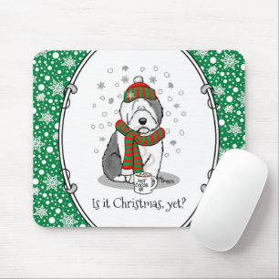 Winter Christmas Old English Sheepdog Grey 1 Cute Mouse Mat