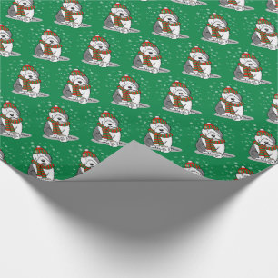 Winter Christmas Old English Sheepdog Grey 1 Cute Wrapping Paper