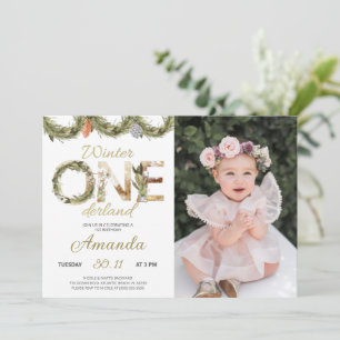Winter Christmas Onederland Birthday Invitation