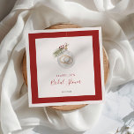 Winter Christmas Ornament Bridal Shower Napkin<br><div class="desc">Minimalist winter bridal shower napkins featuring a watercolor illustration of a Christmas ornament with wedding rings,  pine twig and Christmas berries. With elegant handwriting calligraphy.</div>