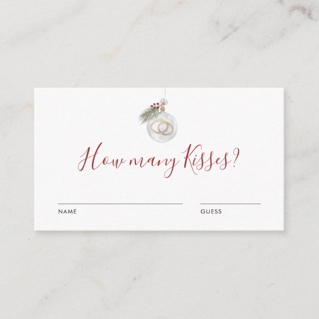 Winter Christmas Ornament Guess How Many Game Card (Front)