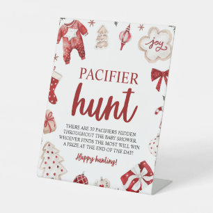 Winter Christmas Pacifier Hunt Baby Shower Game Pedestal Sign