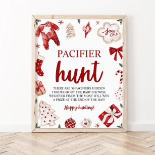 Winter Christmas Pacifier Hunt Baby Shower Game Poster