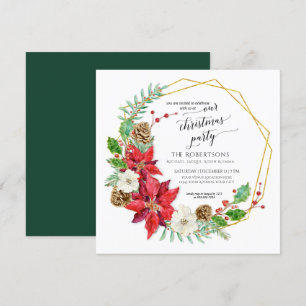 Winter Christmas Party Watercolor Square Invitation
