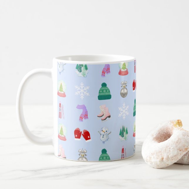 Winter/Christmas Pattern Coffee Mug (11oz) (With Donut)