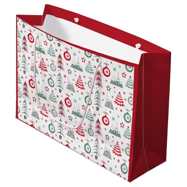 Winter Christmas pattern.  Large Gift Bag (Front Angled)