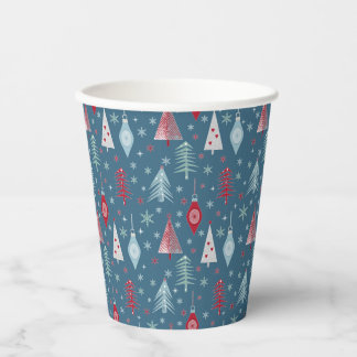 Winter Christmas pattern. Paper Cups
