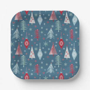 Winter Christmas pattern. Paper Plate