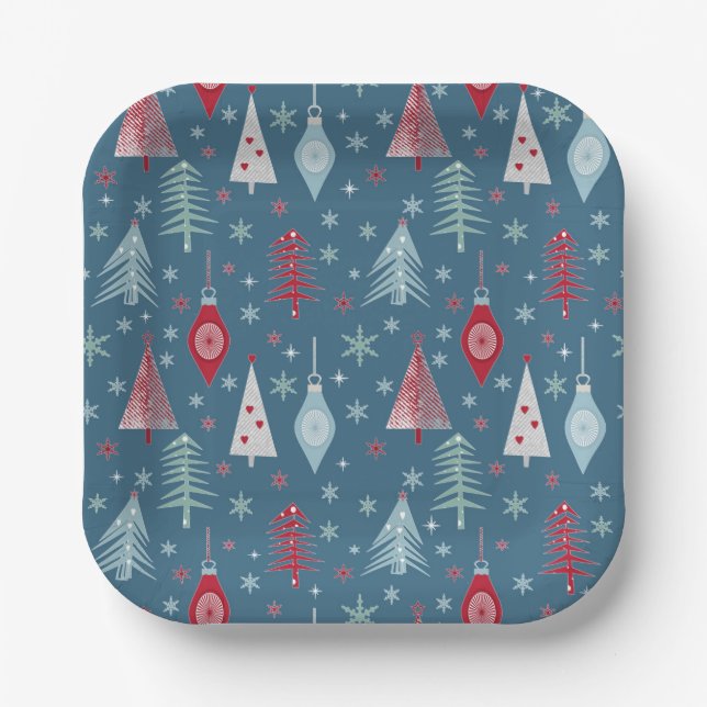 Winter Christmas pattern. Paper Plate (Front)