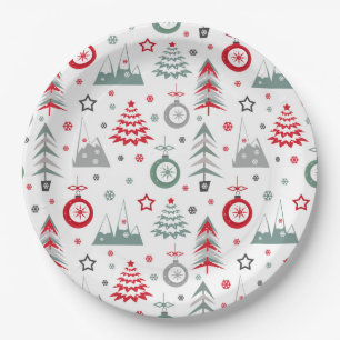 Winter Christmas pattern.  Paper Plates