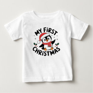 Winter Christmas Penguin Adventure in Snowy Wonder Baby T-Shirt