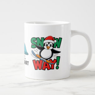 Winter Christmas Penguin Adventure in Snowy Wonder Large Coffee Mug