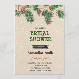 Winter christmas pinecone party invitation