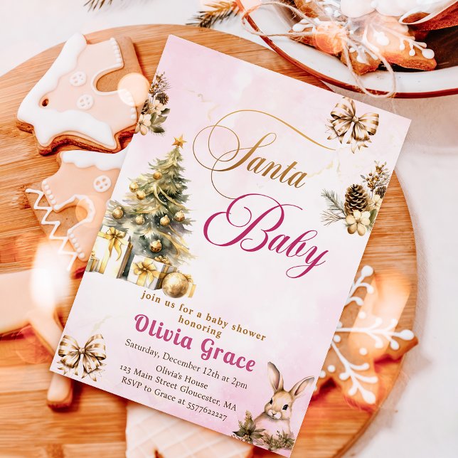 Winter Christmas Pink Baby Shower Invitation (Creator Uploaded)