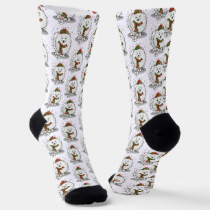 Winter Christmas Pomeranian (white) Dog Cute Snow Socks