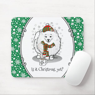 Winter Christmas Pomeranian (white) Dog Scarf Snow Mouse Mat