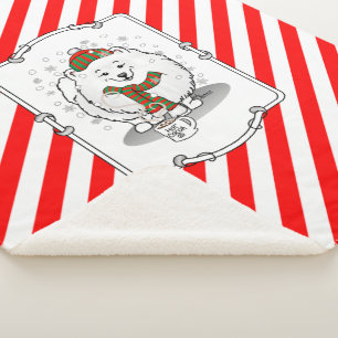 Winter Christmas Pomeranian (white) Dog Scarf Snow Sherpa Blanket