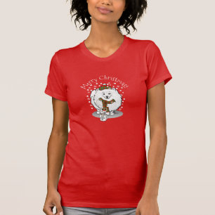 Winter Christmas Pomeranian (white) Dog Scarf Snow T-Shirt