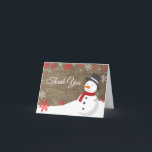 Winter Christmas Red Snowman Burlap Thank You Card<br><div class="desc">Winter Christmas Red Snowman Burlap Thank You Card</div>