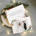 Winter Christmas Romantic Wedding Photo Thank You<br><div class="desc">Send heartfelt gratitude with this Winter Christmas Romantic Wedding Photo Thank You Card. Featuring a beautiful blend of romantic holiday elements, customisable wedding photo template, and elegant Christmas greenery, this postcard is perfect for winter wedding thank you cards, holiday wedding thank you notes, or Christmas photo thank you cards. With...</div>