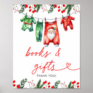 Winter Christmas Santa Baby Shower Books & Gifts Poster