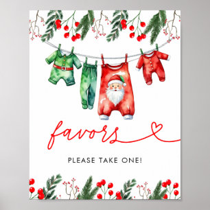 Winter Christmas Santa Baby Shower Favours Poster