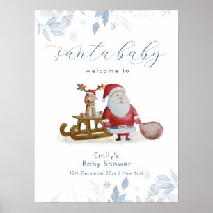Winter Christmas Santa Baby Shower Welcome Sign