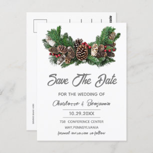 Winter Christmas Save the Date Wedding  Postcard