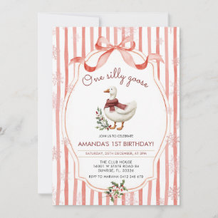 Winter Christmas Silly Goose 1st Birthday Invitation