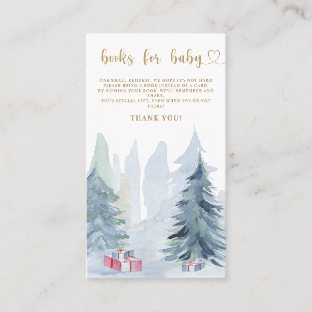 Winter Christmas snow books for baby ticket Enclosure Card (Front)