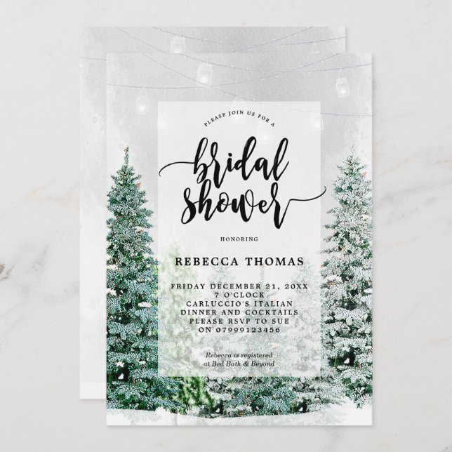 winter christmas snow bridal shower invitation (Front/Back)