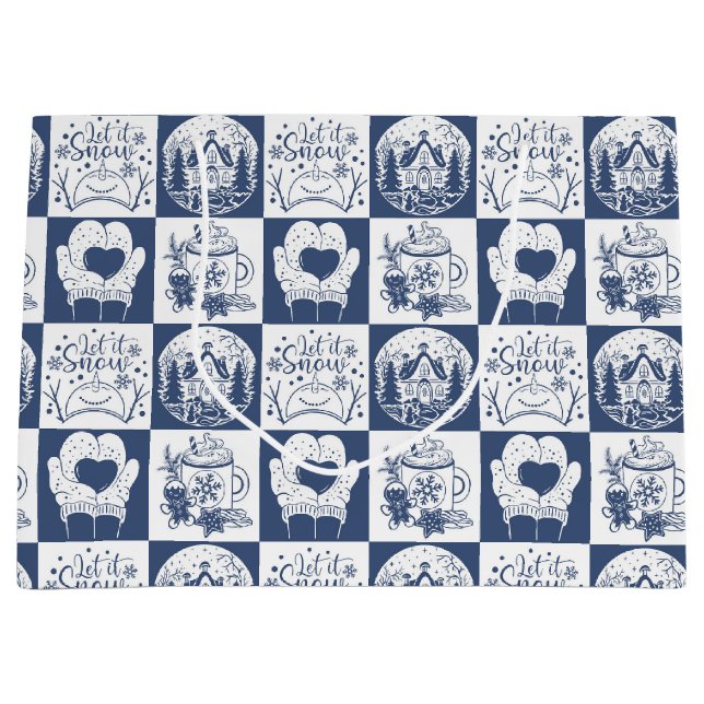 Winter Christmas Snow  Large Gift Bag (Front)