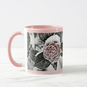 Winter, Christmas, Snowed, Frozen Rose Drawing Mug