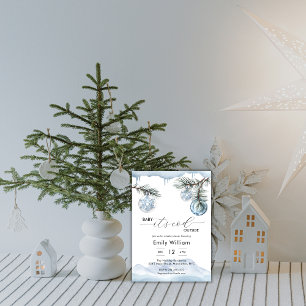 Winter Christmas Snowflake Ball Boy Baby Shower  Invitation