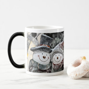 Winter, Christmas Snowman and Snow woman Mug